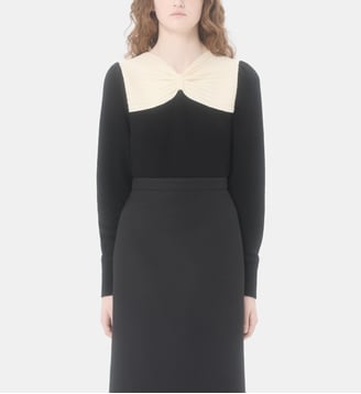 Pull ajusté en laine noeud froncé - Valentino Garavani - Noir et beige