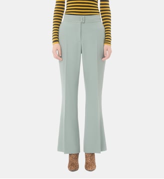Pantalon court flaire en laine - Valentino Garavani - Vert clair