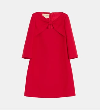 Robe courte ajourée en laine et soie - Valentino Garavani - Rouge