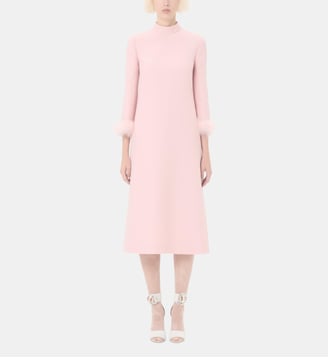 Robe droite mi-longue détails plumes - Valentino Garavani - Rose