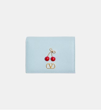 Portefeuille Cherryfic en cuir signature - Valentino Garavani - Bleu clair