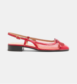 Ballerines à brides en tissu ajouré Valet Du Roi - Valentino Garavani - Rouge
