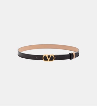 Ceinture réversible en cuir imprimé signature - Valentino Garavani - Noir et rose