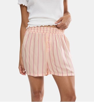 Short de nuit droit à rayures - Triumph - Pink light combination