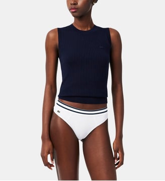 Tanga à élastique rayé - Lacoste - Blanc