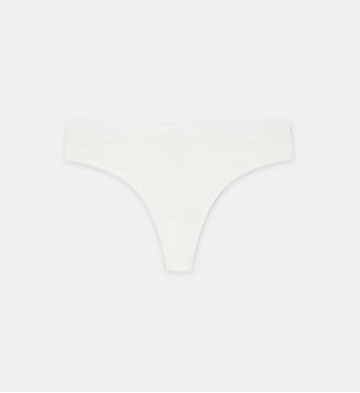 Tanga en pointelle  - Lacoste - Écru
