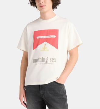 T-shirt droit Breakfast in Bed en coton - Carne Bollente - Écru