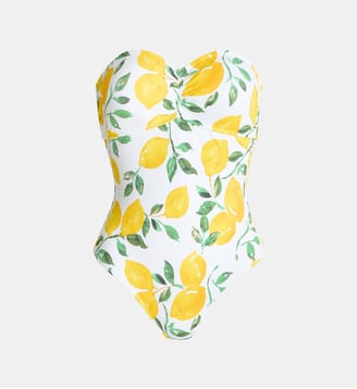 Maillot de bain 1 pièce Leopoldine nid d'abeille - Calipige - Blanc et jaune