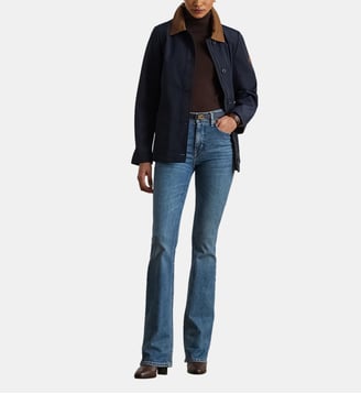 Veste droite imprimé signature col chemise - Lauren Ralph Lauren - Navy