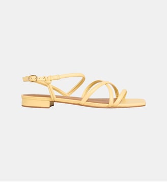 Sandales plates Bibi brides cuir - Galeries Lafayette - Citron