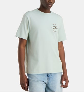 T-shirt droit signature - Calvin Klein - Vert d'eau
