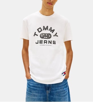 T-shirt droit signature - Tommy Hilfiger - Blanc et noir