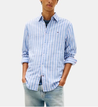 Chemise droite à rayures - Tommy Hilfiger - Bleu et blanc