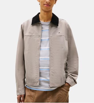 Blouson droit col classique signature - Tommy Hilfiger - Marron taupe