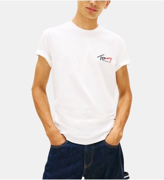 T-shirt droit imprimé signature - Tommy Hilfiger - Écru