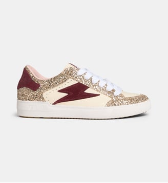 Baskets basses Noubar cuir paillettes - SMR - Doré et rouge