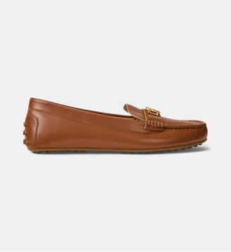 Mocassins signature en cuir lisse - Lauren Ralph Lauren - Camel