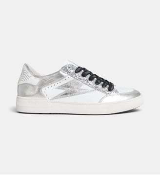 Baskets basses Noubar cuir - SMR - Blanc et argent