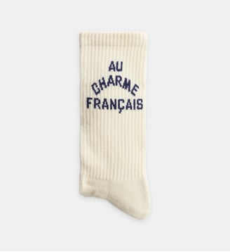 Chaussettes Berny mi-hautes signature en coton mélangé - Balibaris - Écru