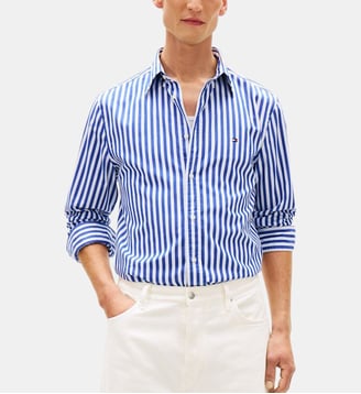 Chemise droite à rayures - Tommy Hilfiger - Bleu et blanc