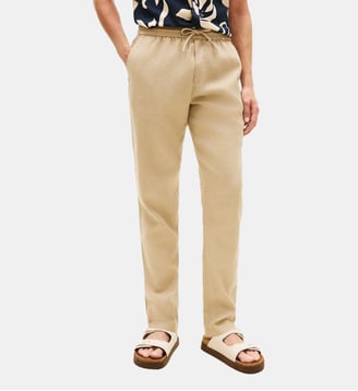 Pantalon Harlem slim lin mélangé - Tommy Hilfiger - Beige foncé
