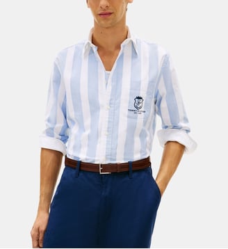 Chemise droite en coton - Tommy Hilfiger - Bleu et blanc