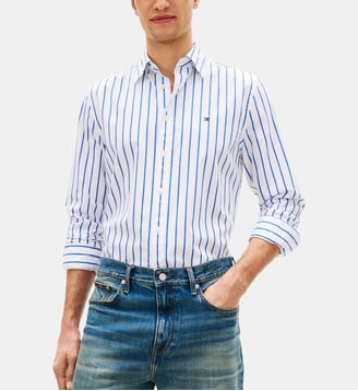 Chemise droite à rayures - Tommy Hilfiger - Blanc et bleu