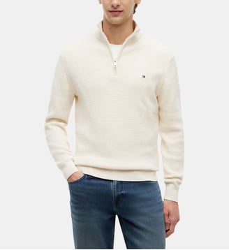 Pull droit signature - Tommy Hilfiger - Beige clair