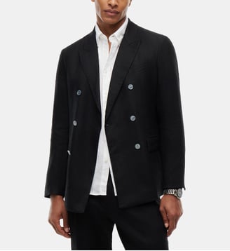 Blazer droit en lin double boutonnage - Tommy Hilfiger - Noir