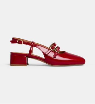 Escarpins slingback à talons Basma cuir verni - Galeries Lafayette - Rouge