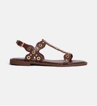 Sandales plates Canna œillets - Bibi Lou - Marron