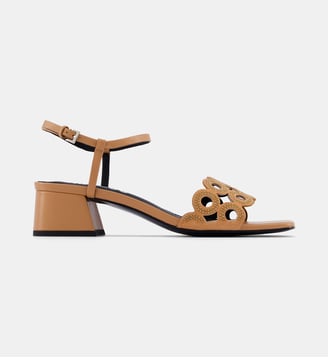 Sandales à talons Oribu studs cuir - Bibi Lou - Camel