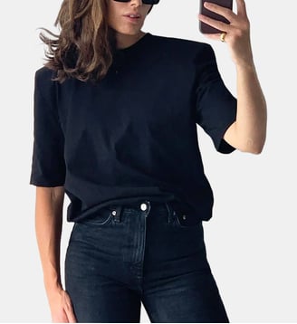T-shirt à épaulettes Carrington - The Frankie Shop - Black