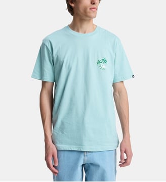 T-shirt Learning From Nature droit en coton imprimé signature - Quiksilver - Bleu turquoise
