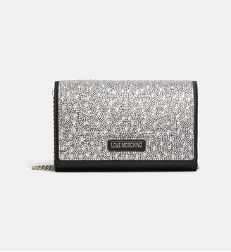 Sac à main Glimmer à strass - Love Moschino - Noir et argent