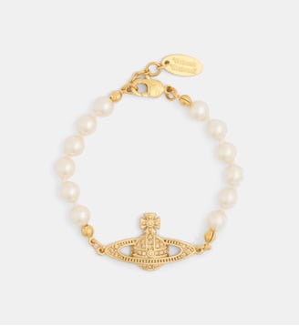 Bracelet Mini Bas Relief Orbe - Vivienne Westwood - Blanc et doré