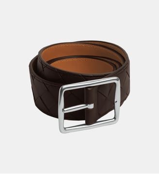 Ceinture réversible en cuir - Bottega Veneta - Marron foncé