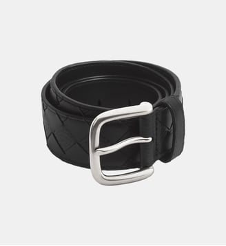 Ceinture en cuir signature effet tressé 3,5 cm - Bottega Veneta - Noir
