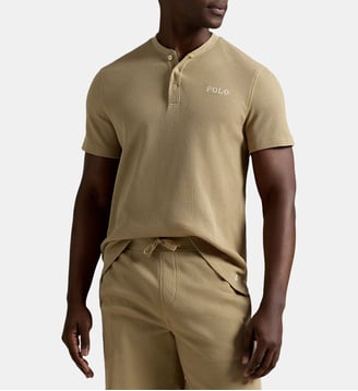 T-shirt de pyjama Waffle ajusté en coton mélangé signature - Polo Ralph Lauren - Vintage khaki