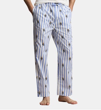 Pantalon de pyjama avec poney distinctif - Polo Ralph Lauren - Bleu et blanc