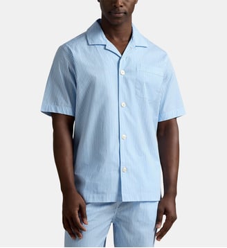 Chemisette de pyjama rayée en popeline - Polo Ralph Lauren - Bleu et blanc