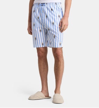 Short de pyjama rayé signature en coton - Polo Ralph Lauren - Bleu et blanc