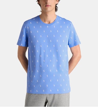 T-shirt de nuit poney en jersey de coton - Polo Ralph Lauren - Bleu méditerranée