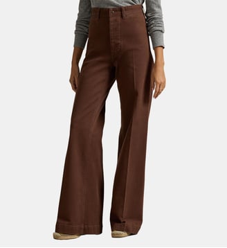 Pantalon flare en coton - Polo Ralph Lauren - Marron foncé