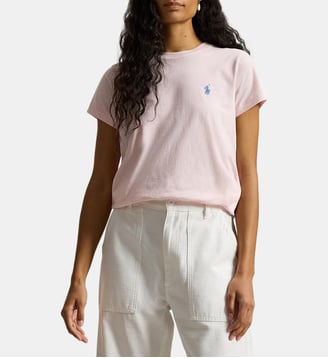 T-shirt classique col rond en coton signature - Polo Ralph Lauren - Rose