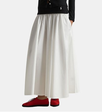 Jupe évasée mi-longue en coton - Polo Ralph Lauren - Blanc