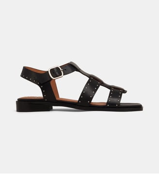 Sandales plates Bernadette brides cuir - Galeries Lafayette - Noir