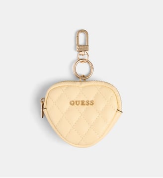 Porte-monnaie porte clés Heart matelassé - Guess - Jaune