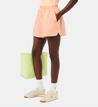 Short mini à rayures en lin mélangé - Lacoste - Orange pastel