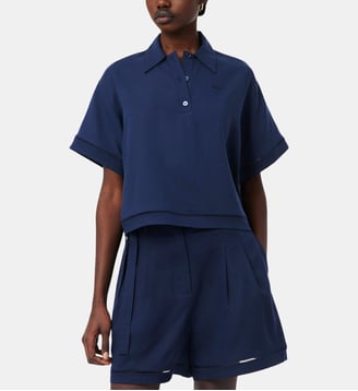 Polo ample en twill fluide - Lacoste - Bleu marine